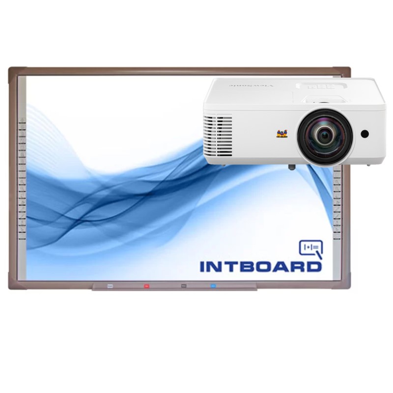 Інтерактивна дошка Intboard UT-TBI82X-TS (з розумним лотком) та короткофокусний проєктор ViewSonic (PS502W)